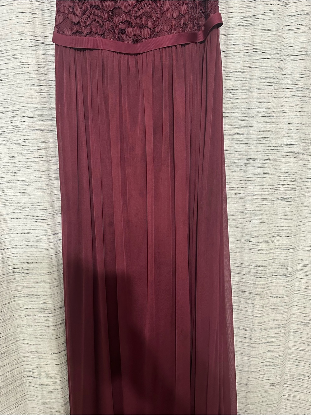 David's Bridal Sleeveless Lace Bodice Maxi Dress in Wine - Picture 5 of 6